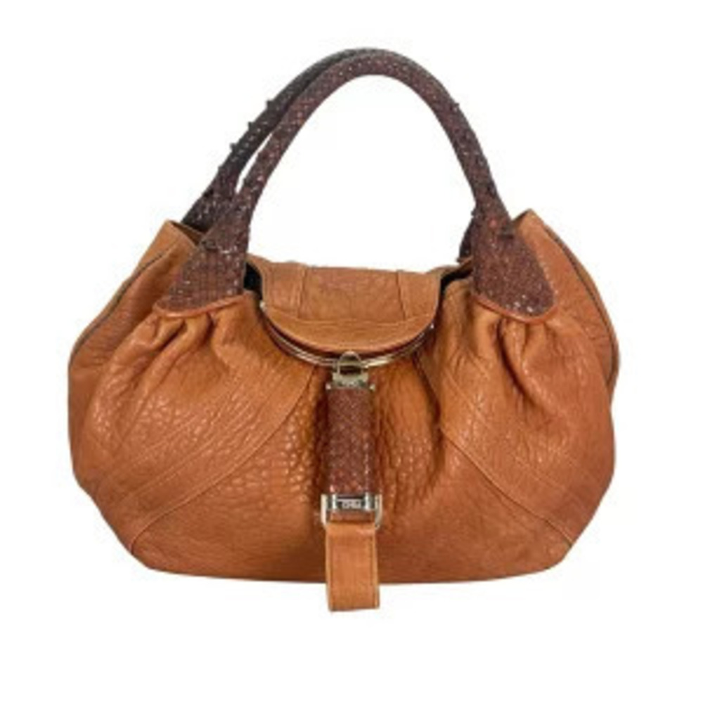 Fendi Spy Bag Leather Tote Bag Brown